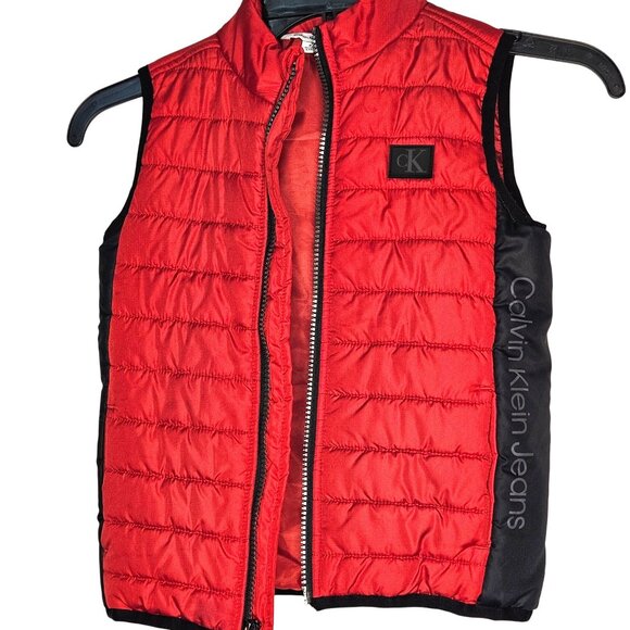 Calvin Klein Jeans Kids gorpcore sleeveless Puffer Vest Red & Black Size 4T Ligh - Picture 1 of 9